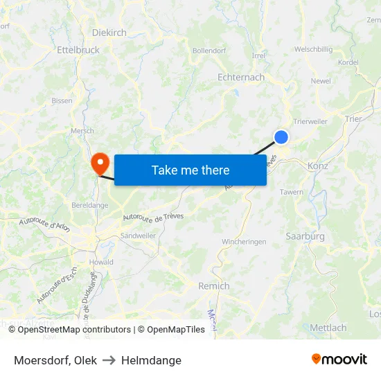 Moersdorf, Olek to Helmdange map