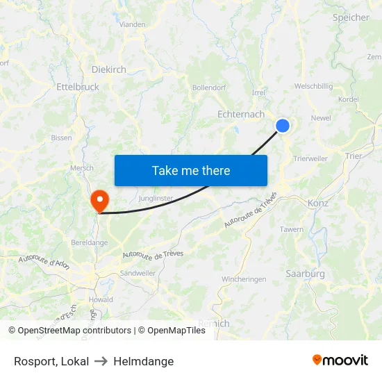 Rosport, Lokal to Helmdange map