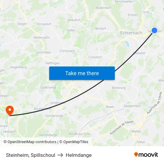 Steinheim, Spillschoul to Helmdange map