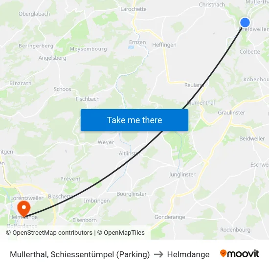 Mullerthal, Schiessentümpel (Parking) to Helmdange map