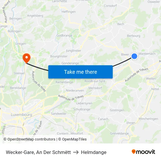 Wecker-Gare, An Der Schmëtt to Helmdange map
