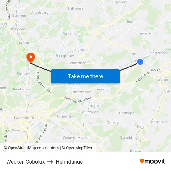 Wecker, Cobolux to Helmdange map