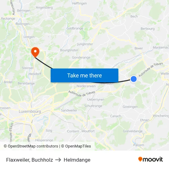 Flaxweiler, Buchholz to Helmdange map