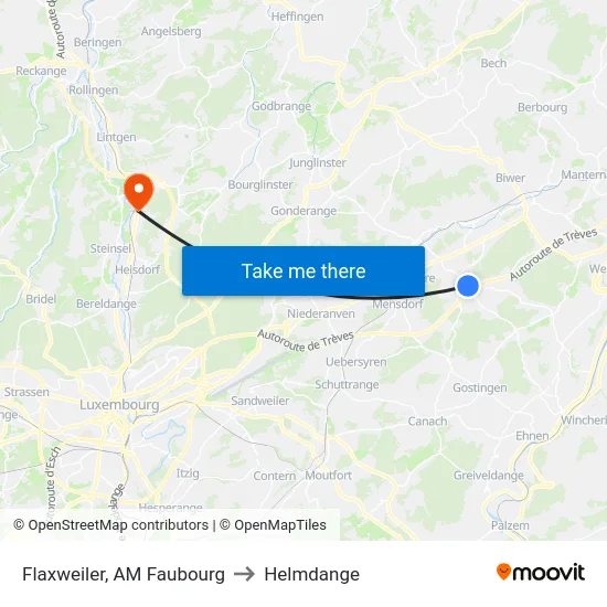 Flaxweiler, AM Faubourg to Helmdange map