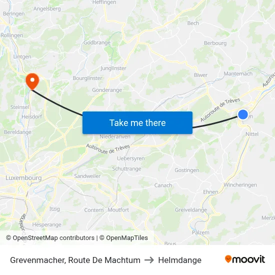 Grevenmacher, Route De Machtum to Helmdange map