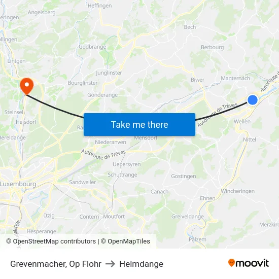 Grevenmacher, Op Flohr to Helmdange map