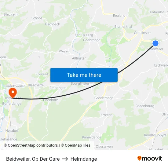 Beidweiler, Op Der Gare to Helmdange map