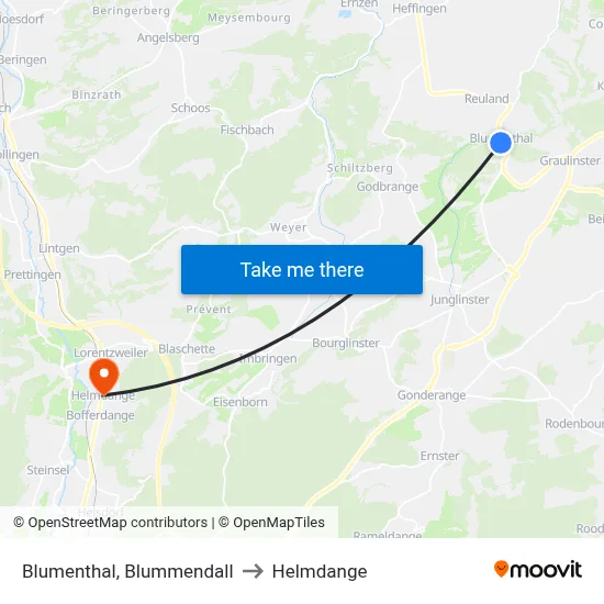 Blumenthal, Blummendall to Helmdange map