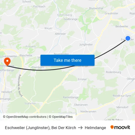 Eschweiler (Junglinster), Bei Der Kiirch to Helmdange map