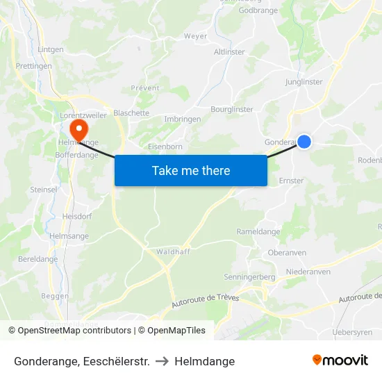 Gonderange, Eeschëlerstr. to Helmdange map