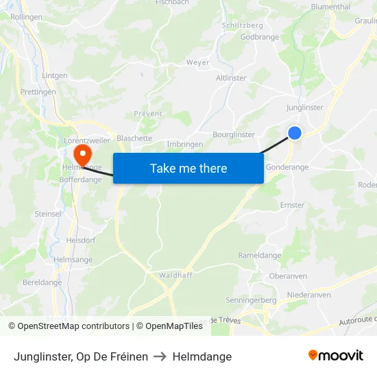 Junglinster, Op De Fréinen to Helmdange map