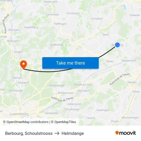 Berbourg, Schoulstrooss to Helmdange map