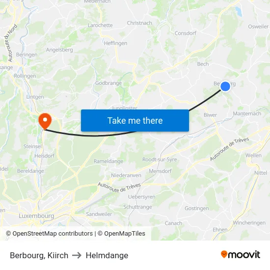 Berbourg, Kiirch to Helmdange map