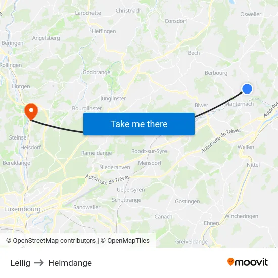 Lellig to Helmdange map