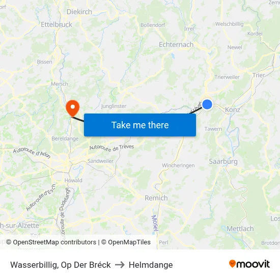 Wasserbillig, Op Der Bréck to Helmdange map