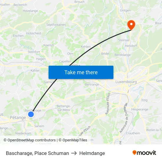 Bascharage, Place Schuman to Helmdange map