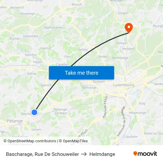 Bascharage, Rue De Schouweiler to Helmdange map