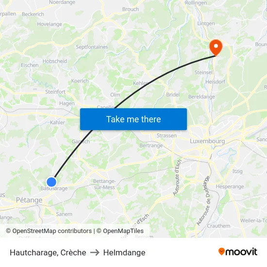Hautcharage, Crèche to Helmdange map