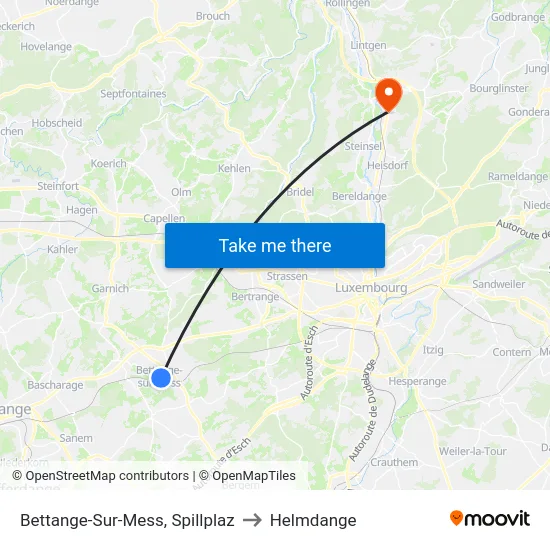 Bettange-Sur-Mess, Spillplaz to Helmdange map