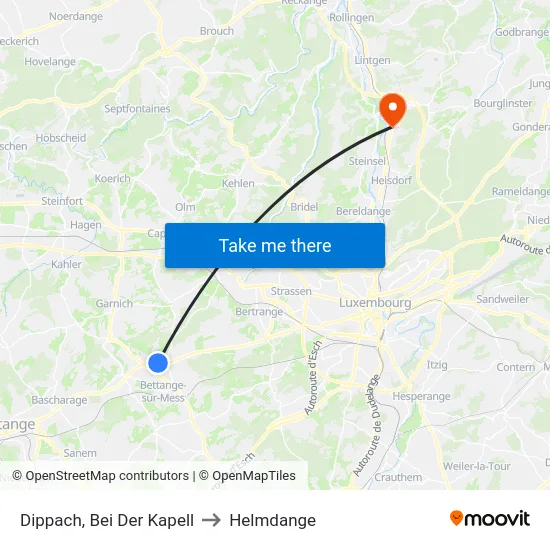 Dippach, Bei Der Kapell to Helmdange map