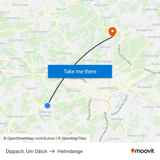 Dippach, Um Däich to Helmdange map