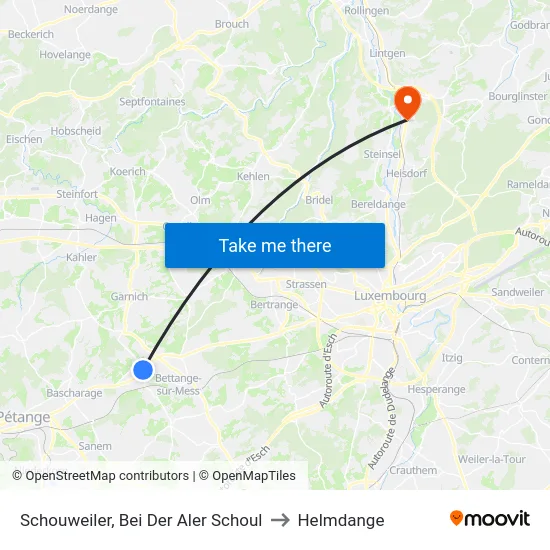 Schouweiler, Bei Der Aler Schoul to Helmdange map