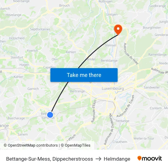Bettange-Sur-Mess, Dippecherstrooss to Helmdange map