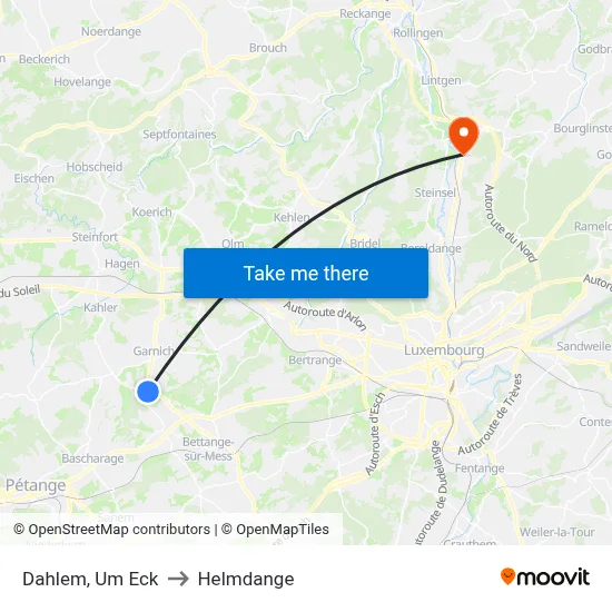 Dahlem, Um Eck to Helmdange map