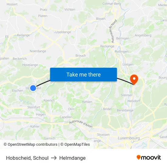 Hobscheid, Schoul to Helmdange map
