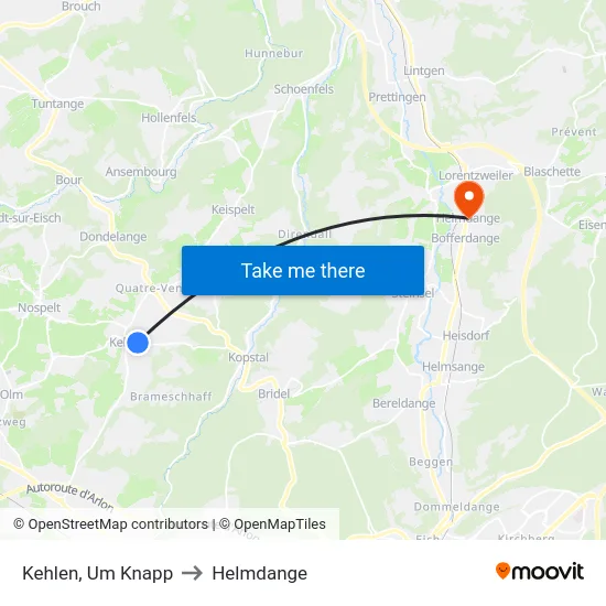 Kehlen, Um Knapp to Helmdange map