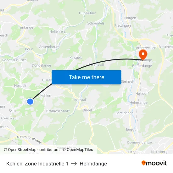Kehlen, Zone Industrielle 1 to Helmdange map