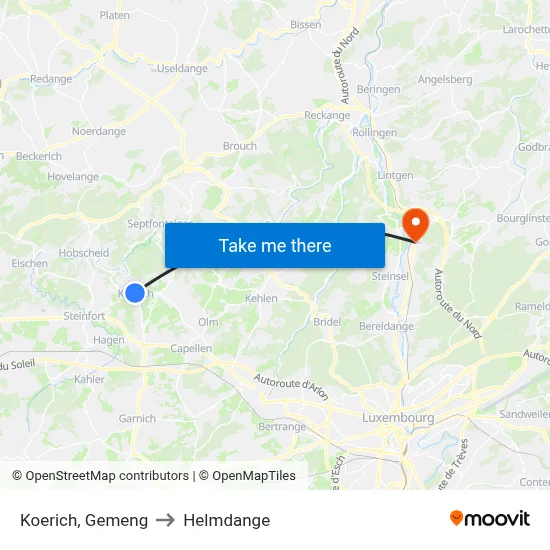 Koerich, Gemeng to Helmdange map