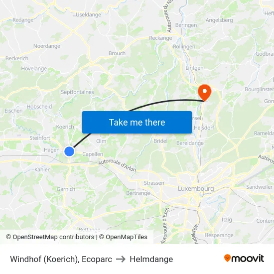 Windhof (Koerich), Ecoparc to Helmdange map