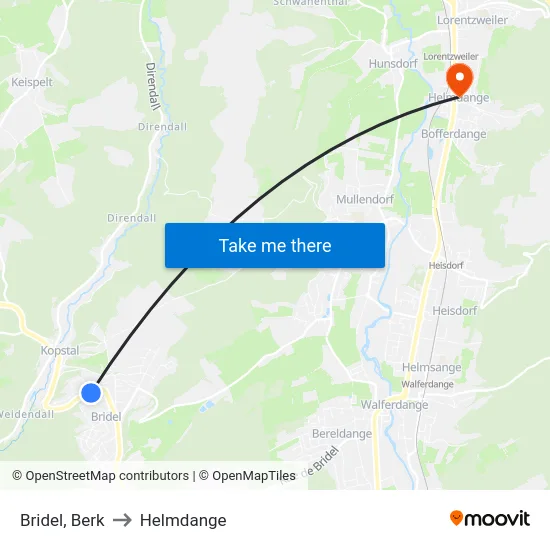 Bridel, Berk to Helmdange map
