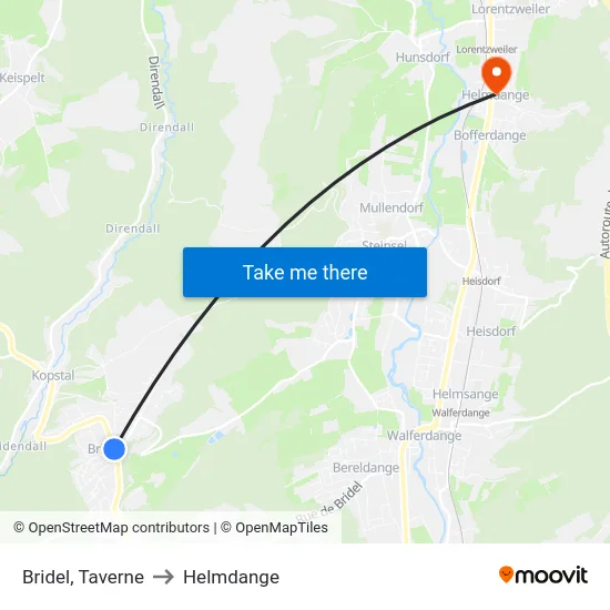 Bridel, Taverne to Helmdange map
