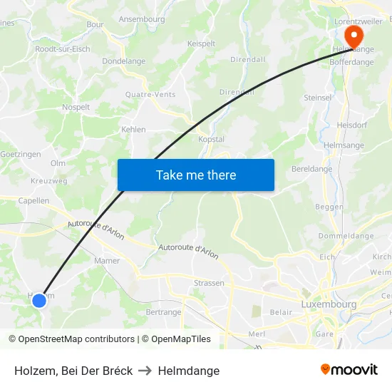 Holzem, Bei Der Bréck to Helmdange map