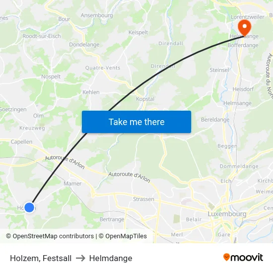 Holzem, Festsall to Helmdange map