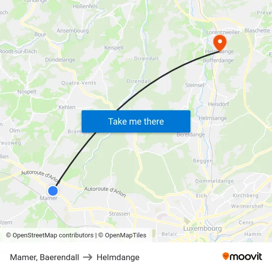 Mamer, Baerendall to Helmdange map