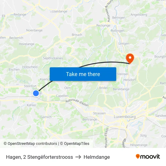 Hagen, 2 Stengëforterstrooss to Helmdange map