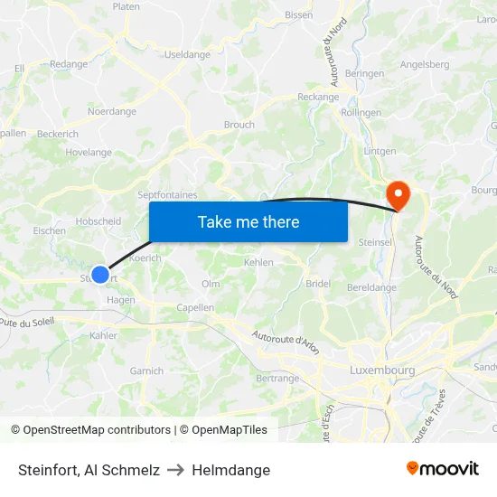 Steinfort, Al Schmelz to Helmdange map