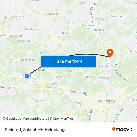 Steinfort, Schoul to Helmdange map