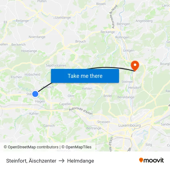 Steinfort, Äischzenter to Helmdange map