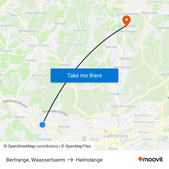 Bertrange, Waassertuerm to Helmdange map