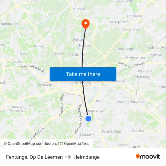 Fentange, Op De Leemen to Helmdange map