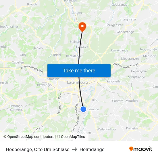 Hesperange, Cité Um Schlass to Helmdange map