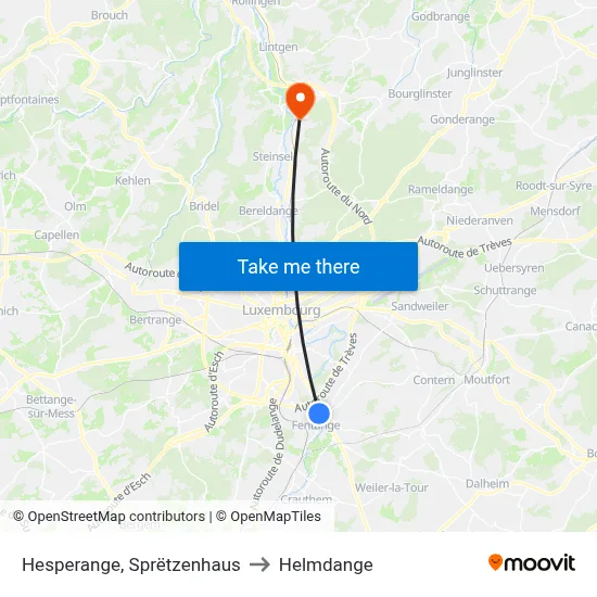 Hesperange, Sprëtzenhaus to Helmdange map