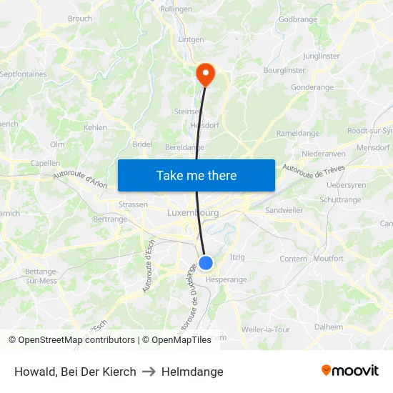 Howald, Bei Der Kierch to Helmdange map