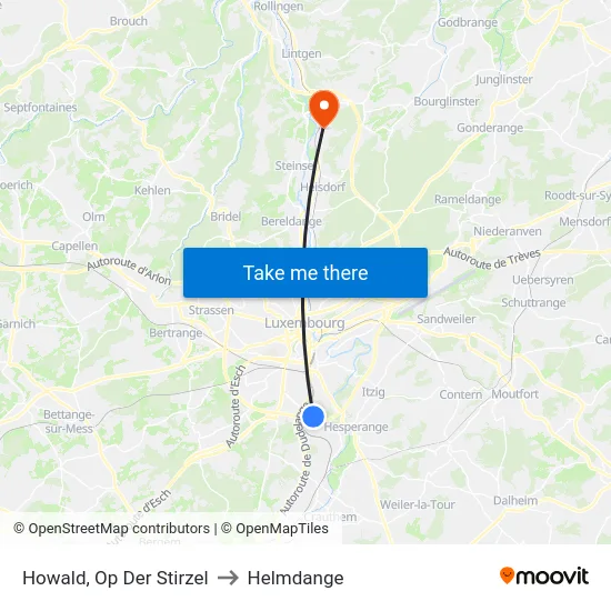 Howald, Op Der Stirzel to Helmdange map