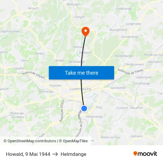 Howald, 9 Mai 1944 to Helmdange map