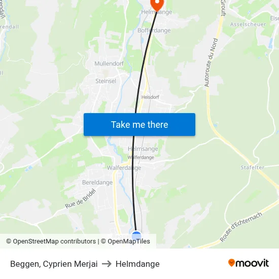 Beggen, Cyprien Merjai to Helmdange map